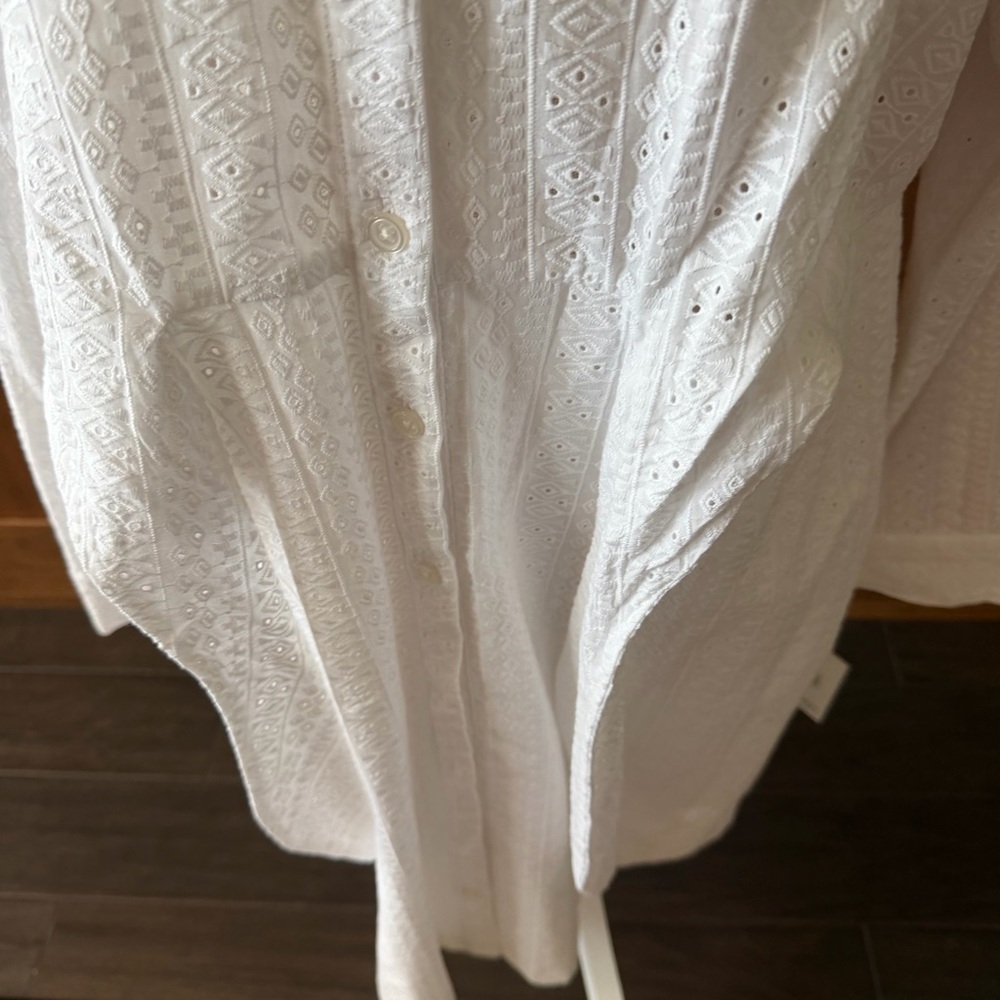 Calvin Klein || white lace tie waist shirt dress - Picture 2 of 9